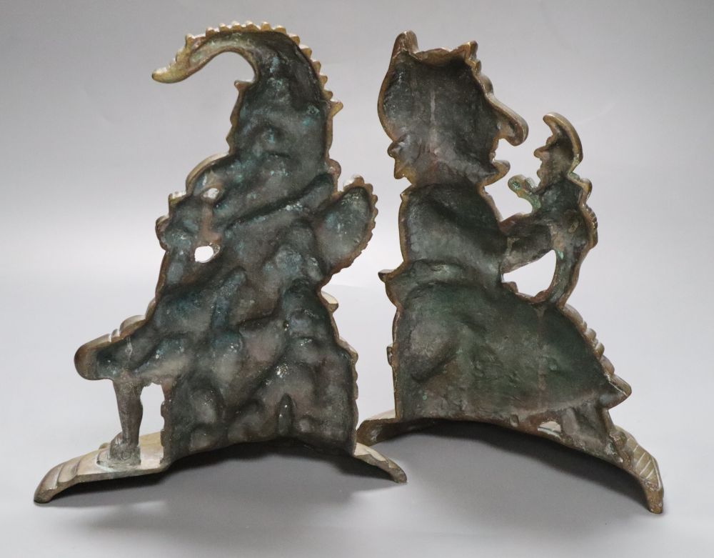 A pair of Victorian cast brass Punch and Judy door-stops, Punch 30cm